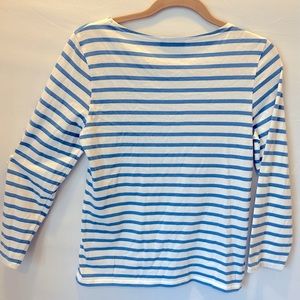 Saint James Breton Striped Cotton Shirt Blue and White-size small